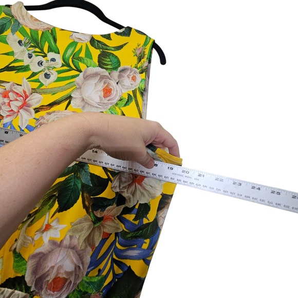 Boston Proper Yellow Floral Maxi Dress Sleeveless‎ Wrap Style Size L Summer - Picture 10 of 12
